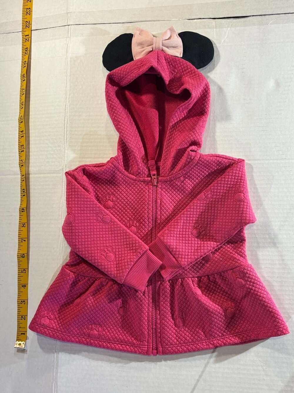 Disney Jumping Beans Minnie Mouse Pink Quilted Zip-Up Hoodie with Ears 9 Months
